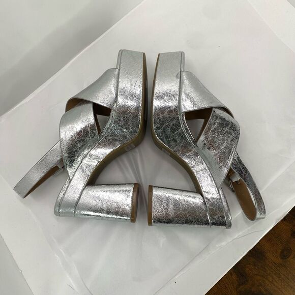 NWOB DV by Dolce Vita Wentz Platform Crackled Silver Metallic Women’s 11 Disco - Picture 2 of 11